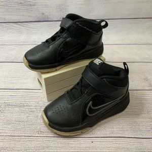 Nike Team Hustle D 6 Toddler Velcro Elastic Laces Black & White 599189-001 Sz 8C